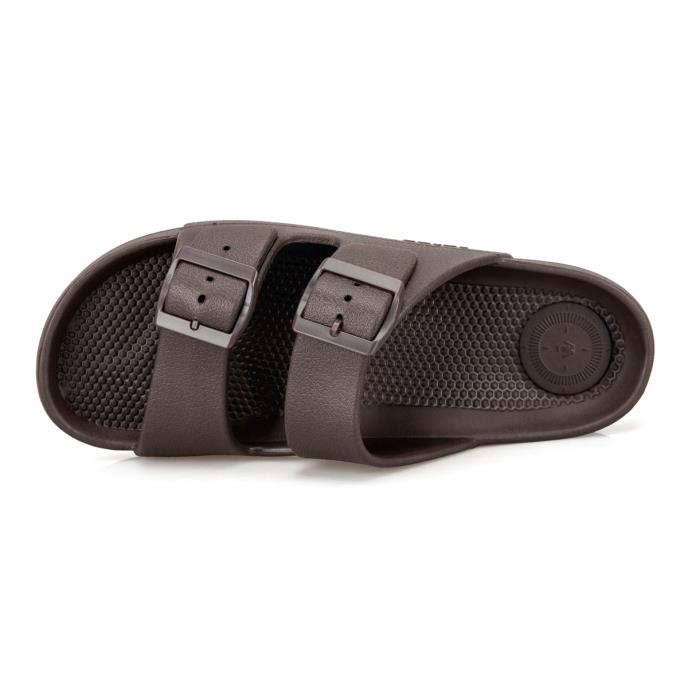 totes® SOLBOUNCE Mens Adjustable Double Buckle Slider  Brown Extra Image 4